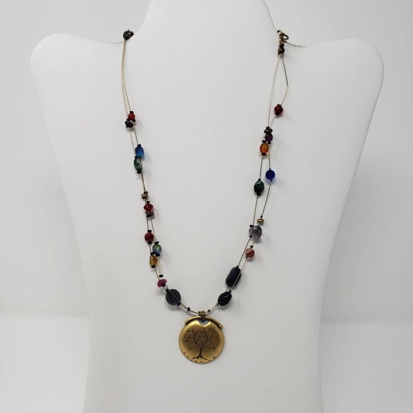 Chicos Balance Tree Pendant Necklace Beaded Wire - Picture 2 of 6